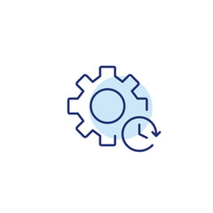 Cogwheel and clock. Workflow management, operation efficiency. Pixel perfect, editable stroke vector icon