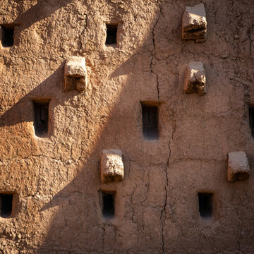 Old Clay Mud Wall Texture with Straw - Traditional Saudi Najdi Architecture