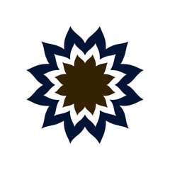 Symmetrical Petal Design in Brown, White, and Blue for Decorative Art