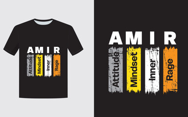 AMIR Typography T-Shirt Design – Attitude Mindset Inner Rage
