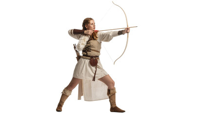Medieval Archer Aiming Bow and Arrow.
