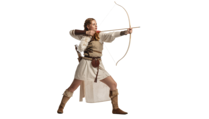 Medieval Archer Aiming Bow and Arrow.