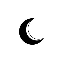 Obraz premium Minimalist black crescent moon vector icon, perfect for representing night, sleep, dreams, and celestial themes in modern digital design, applications, and web interfaces