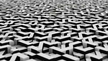 Geometric maze pattern black and white isolated on transparent background