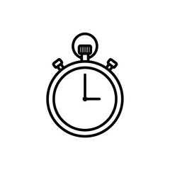 Minimalist black outline stopwatch icon representing precise time measurement, speed, and deadline management for various applications and projects