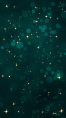 Green Background with Particles Vertical. Green holidays background illustration with dots and particles glitter, vertical format.
