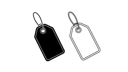 Fototapeta premium Black blank sale price tags set with rope string for retail business shopping label design symbol