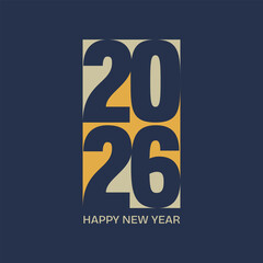 Happy New Year 2026 Modern Typography with Bold Numbers in Minimal Style