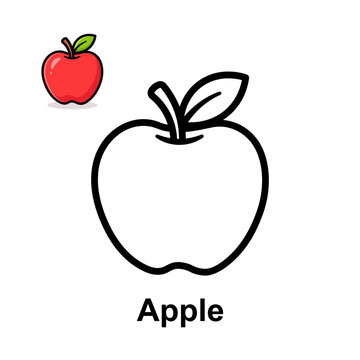 Apple Fruit Outline Vector. Simple Line Art Illustration for Education and Food Icons