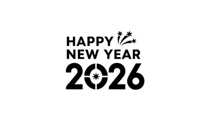 Happy new year 2026 celebration greeting design graphic text typography holiday festive event countdown future wishes announcement banner card digital print vector