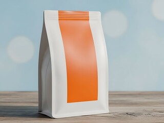 White and Orange Rectangular Bag on Wooden Surface