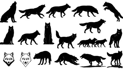 Obraz premium Black wolf silhouettes for branding materials