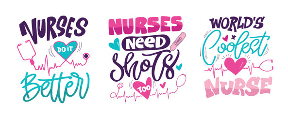Funny hand drawn doodle lettering quote about Nurse. Lettering for t-shirt design, mug print, bag print, clothes fashion. 100% hand drawn vector image.
