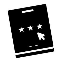 rating stars on computer tablet glyph icon
