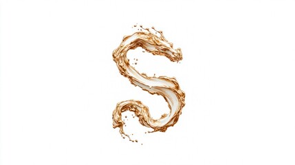 Fototapeta premium Elegant liquid letter S design with golden splash on a clean white background