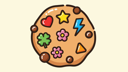 Cartoon cookie with colorful decorations isolated on a light background