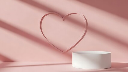 Valentine setup podium with a pale pink wall