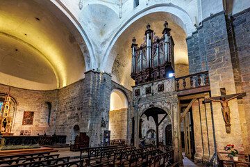 Interior of the Abbey of Saint-Savin near Argeles-Gazost, in the French Pyrenees, France