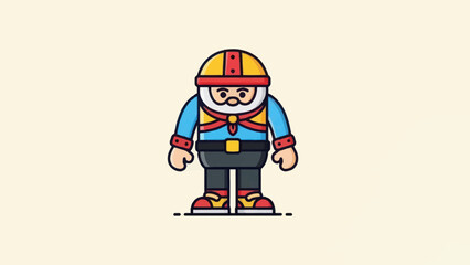 Cartoon miner character with safety helmet and uniform design