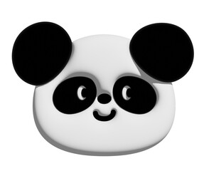 Inflated 3D of panda bear face for model, merchandise, art toy, label, cartoon character, comic, mascot, mood, feeling, zoo, souvenir shop, pin, animal brooch, sticker, kid doll, print, icon © PPCREATIVES