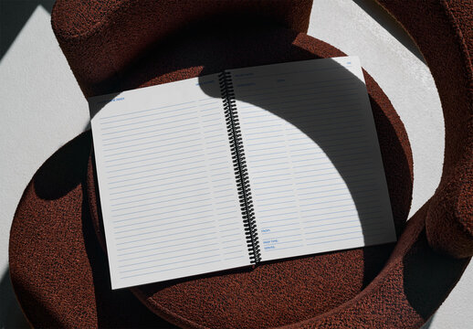 Mockup Of Spiral Bound Magazine With Customizable Pages