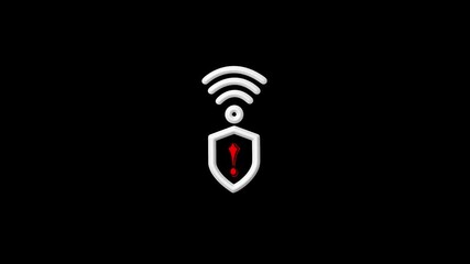 with glowing Wi-Fi and security shield warning icon, symbolizing cybersecurity, data protection, network privacy, online safety, and digital risk awareness