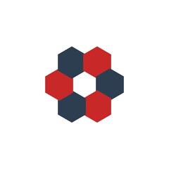 Red and Blue Hexagonal Flower Pattern