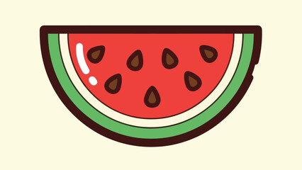 Cartoon watermelon slice illustration on a light background copy space