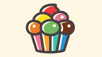 Colorful cartoon cupcake illustration for sweets desserts and treats design
