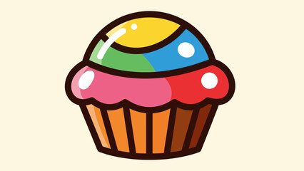 Colorful cartoon cupcake illustration on a light background for various uses