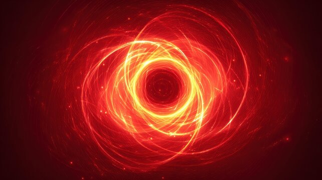 Abstract red and yellow spiral design with glowing energy and dynamic movement