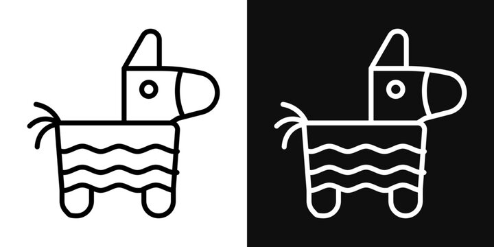 Donkey pinata icons - editable stroke vector illustration