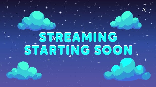 Streaming Starting Soon Overlay with Cute Night Sky Clouds
