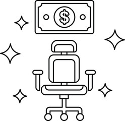 Naklejka premium A chair with a dollar bill on top of it