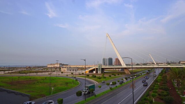 Alger the capital city of Algeria, North Africa, city centre of Algiers, the capital of Algeria, Landscape of Algiers city With port and mediterranean sea and white buildings, Arab Maghreb Africa.