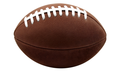 Realistic brown leather american football ball isolated on a transparent background
