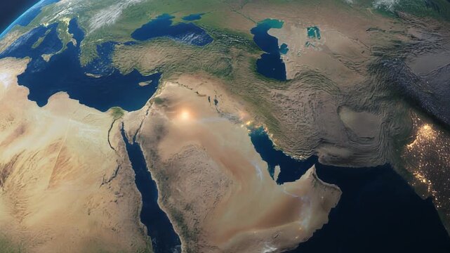 Satellite View of Middle East and Surrounding Regions