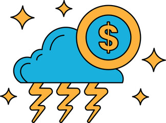 A dollar sign is on top of a cloud