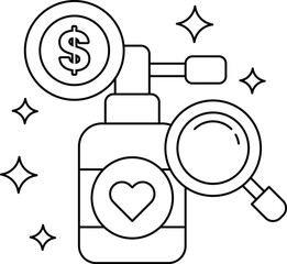 A bottle of perfume with a dollar sign on it