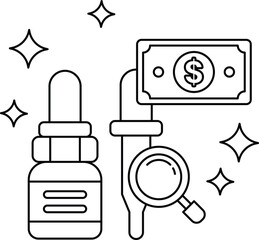 A bottle of medicine and a dollar bill