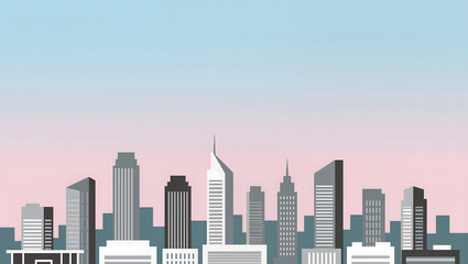 Fototapeta premium Minimalist City Skyline with Pastel Gradient Sky