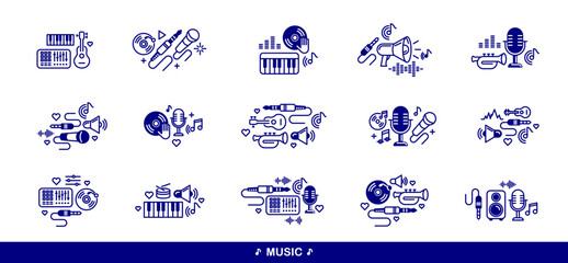 Music and sound producing vector detailed icons set, recording studio mix audio, audio engineering bundle. © Sylverarts