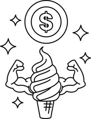 A cartoon of a man with a dollar sign