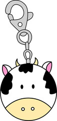 Cute Cartoon Cow Head Keychain 