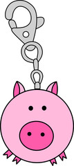 Cute Pink Pig Head Keychain 