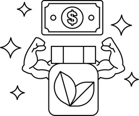 A dollar bill is on top of a bottle of medicine