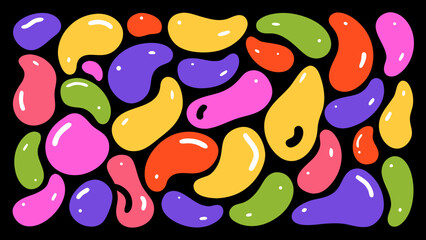 A colorful collection of jelly beans in various shapes and vibrant hues