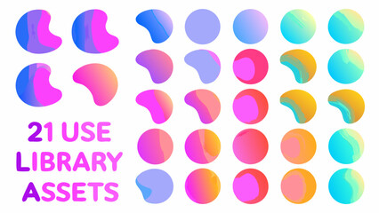 Colorful abstract shapes arranged in a grid showcasing vibrant gradients