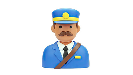 3D Cartoon Postman Portrait on White Background