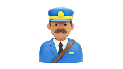 3D Cartoon Postman Portrait on White Background